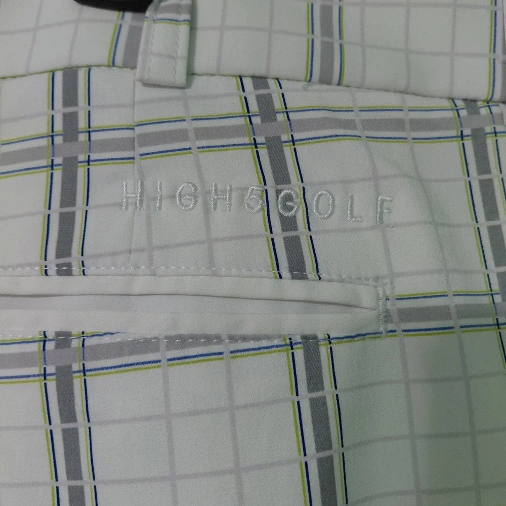 Golf Pants Mens 40 White Gray Golf Chino Standard Plaid Mens Bowling